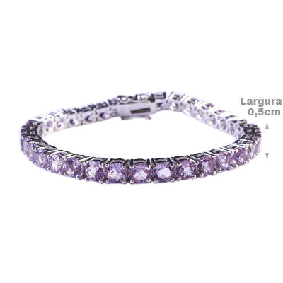 Pulseira de Prata com Ametista - 67100