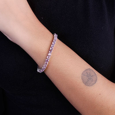 Pulseira de Prata com Ametista - 67100