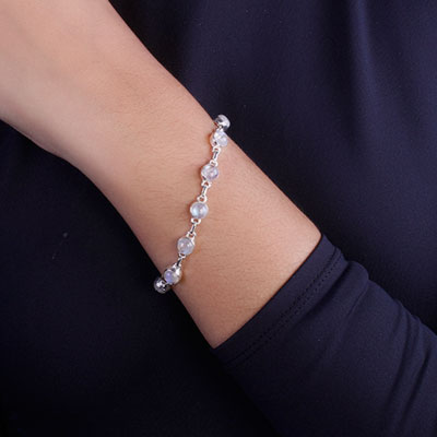 Pulseira de Prata com Pedra da Lua - 67101