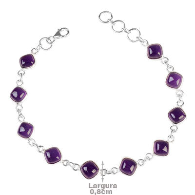 Pulseira de Prata com Ametista - 67102