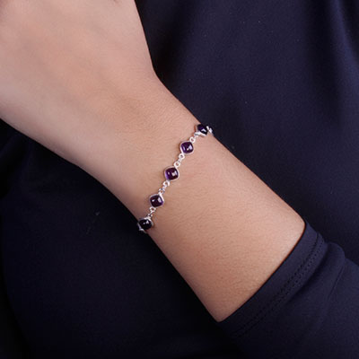 Pulseira de Prata com Ametista - 67102