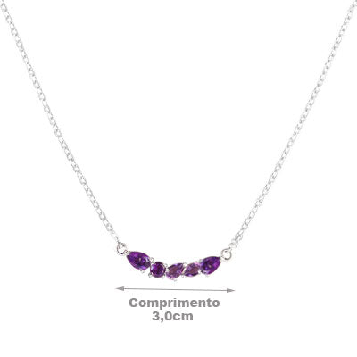 Gargantilha de Prata com Ametista - 67123