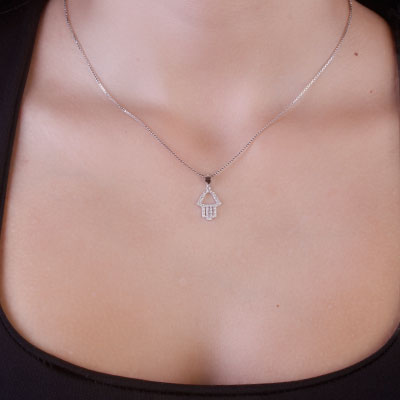 Gargantilha de Prata Hamsa - 67126 - soprata