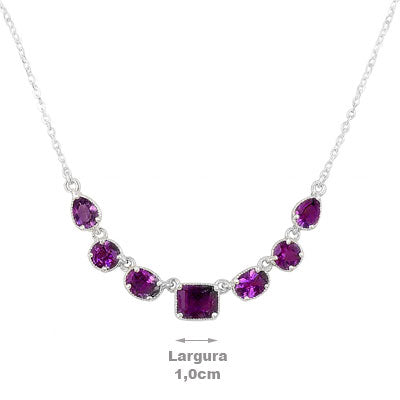 Gargantilha de Prata com Ametista - 67133