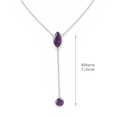 Gargantilha de Prata Ametista - 67140