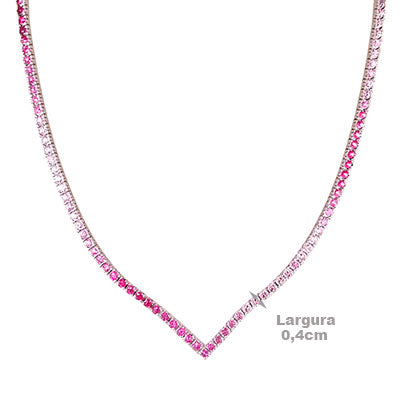 Gargantilha de Prata com Zircônias - 67148