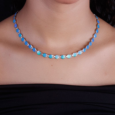 Gargantilha de Prata com Opala - 67159