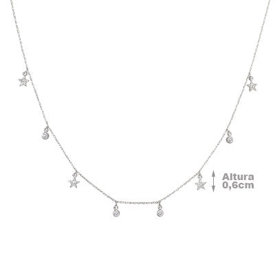 Gargantilha de Prata Estrelas - 67063