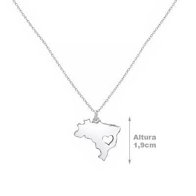 Gargantilha de Prata Mapa do Brasil - 67175 - soprata