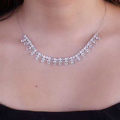 Gargantilha de Prata com Água Marinha - 67194