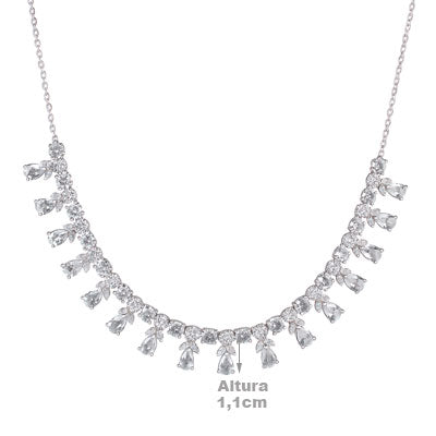 Gargantilha de Prata com Água Marinha - 67194