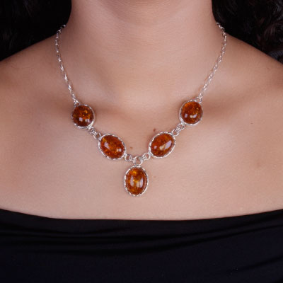 Gargantilha de Prata com Âmbar - 67206