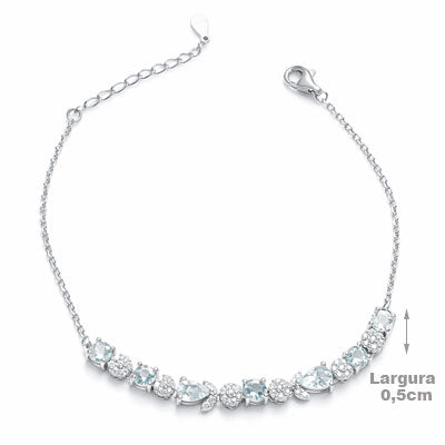 Pulseira de Prata com Água Marinha - 67236