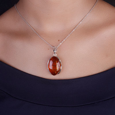 Pingente de Prata com Âmbar - 67301