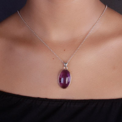 Pingente de Prata com Ametista - 67316