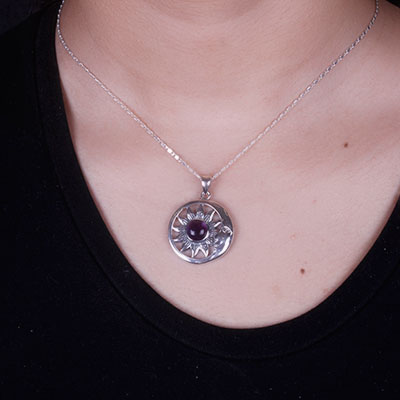 Pingente de Prata com Ametista - 67333