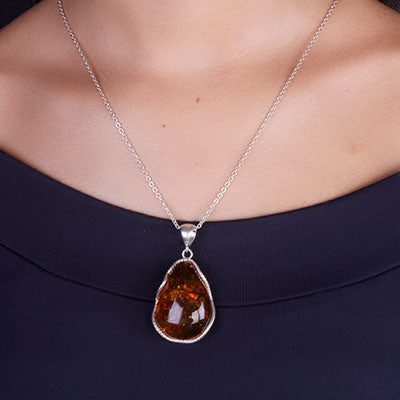 Pingente de Prata com Âmbar - 67352