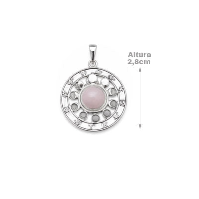 Pingente de Prata com Quartzo Rosa - 67369