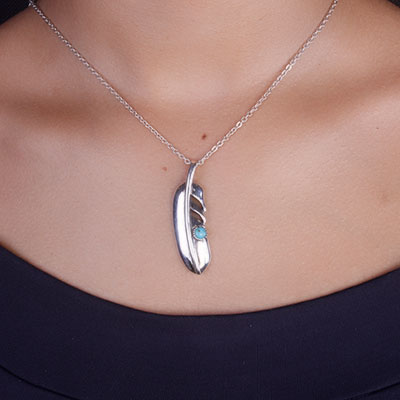 Pingente de Prata Pena - 67371