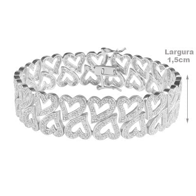 Pulseira de Prata Coração - 67524