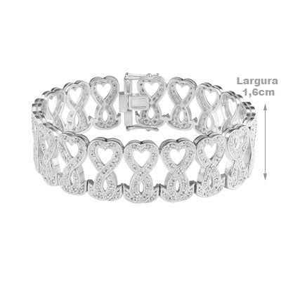Pulseira de Prata Coração - 67526