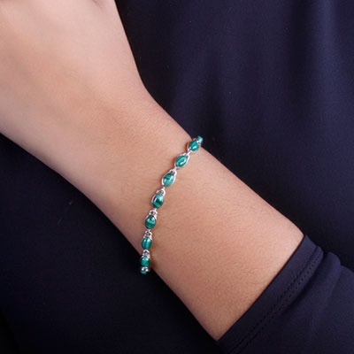 Pulseira de Prata com Malaquita - 67531