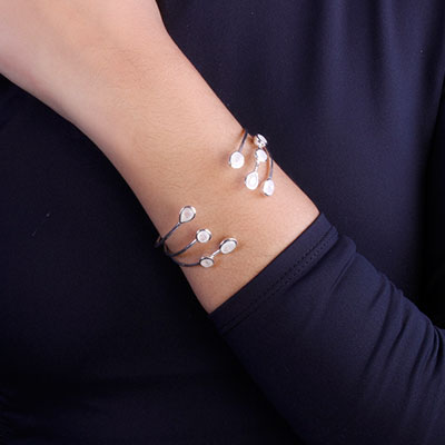 Bracelete de Prata com Pedra da Lua - 67559