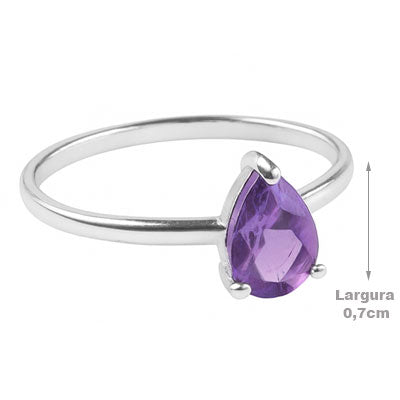Anel de Prata com Ametista - 67683
