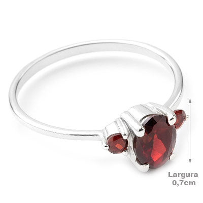 Anel de Prata com Granada - 67694
