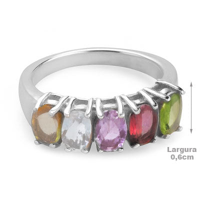 Anel de Prata com Pedras - 67706