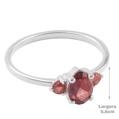 Anel de Prata com Granada - 67718
