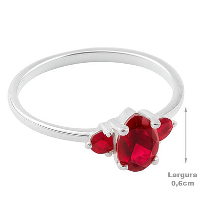Anel de Prata com Rubi - 67719