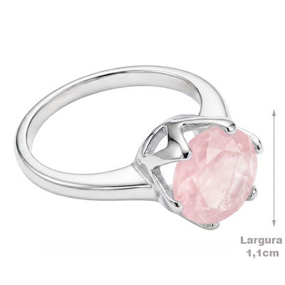 Anel de Prata com Quartzo Rosa - 67720