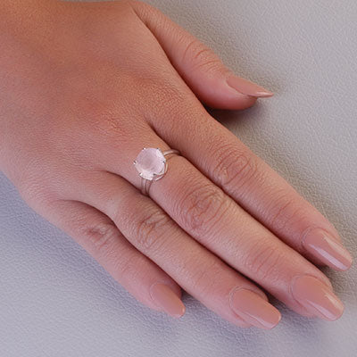 Anel de Prata com Quartzo Rosa - 67720