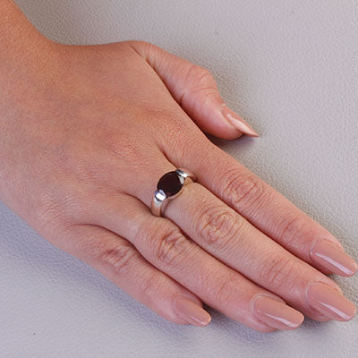 Anel de Prata com Granada - 67749