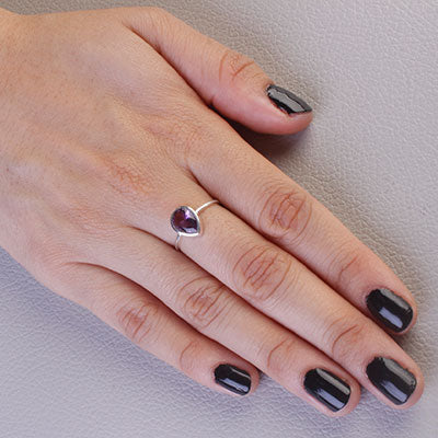 Anel de Prata com Ametista - 67758