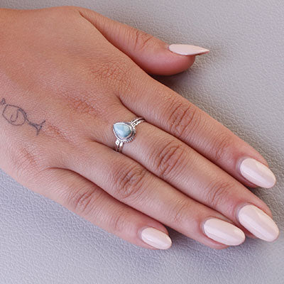 Anel de Prata com Larimar - 67767