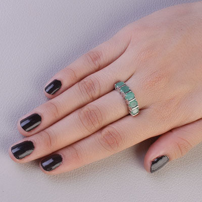 Anel de Prata com Esmeralda - 67773