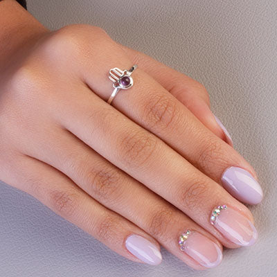 Anel de Prata com Ametista - 67779