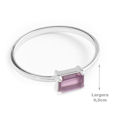 Anel de Prata com Ametista - 67781