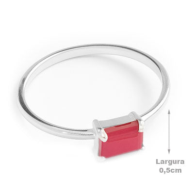 Anel de Prata com Rubi - 67782