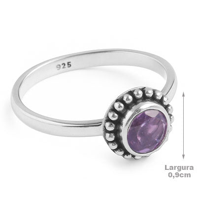Anel de Prata com Ametista - 67789