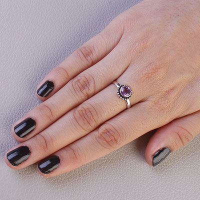 Anel de Prata com Ametista - 67789