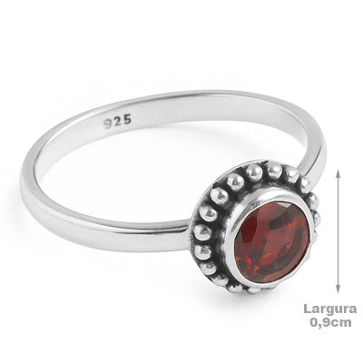 Anel de Prata com Granada - 67792