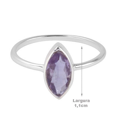 Anel de Prata com Ametista - 67799