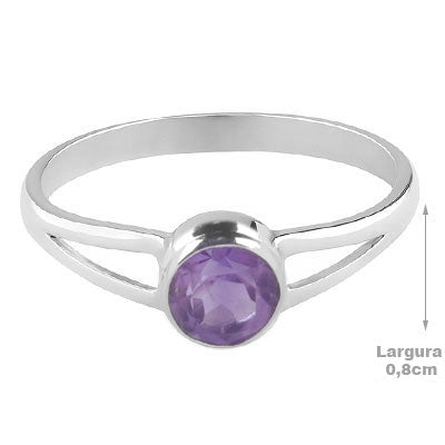 Anel de Prata com Ametista - 67807