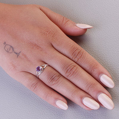 Anel de Prata com Ametista - 67807