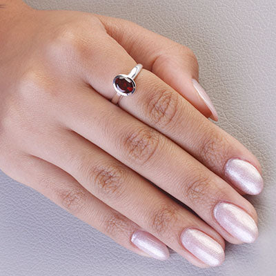 Anel de Prata com Granada - 67814