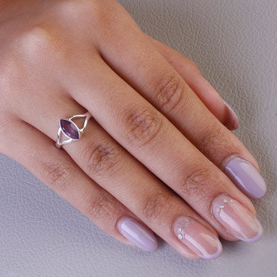 Anel de Prata com Ametista - 67824