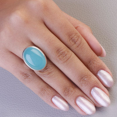 Anel de Prata com Calcedônia - 67830